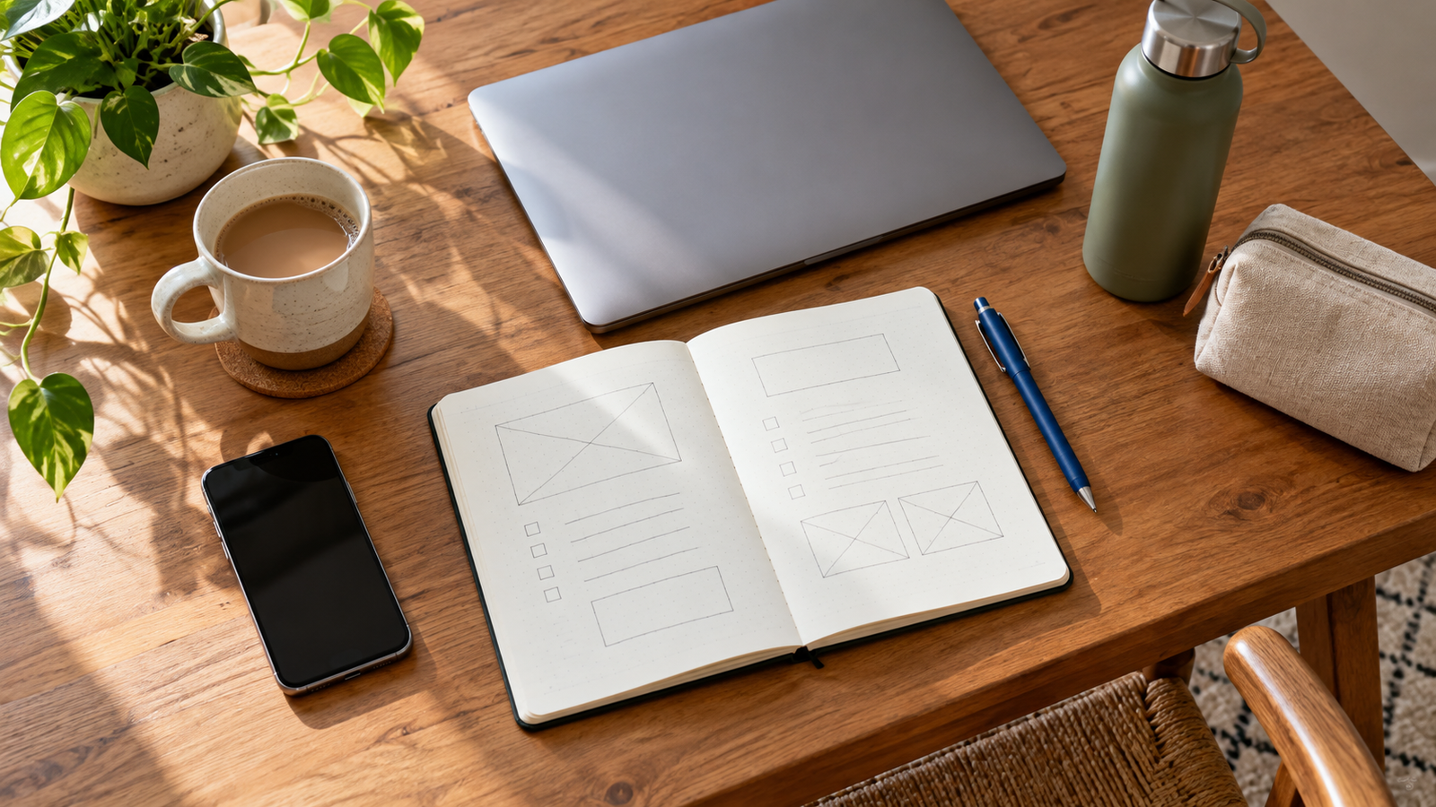 Content planning notebook and everyday products for an Amazon influencer program Canada storefront